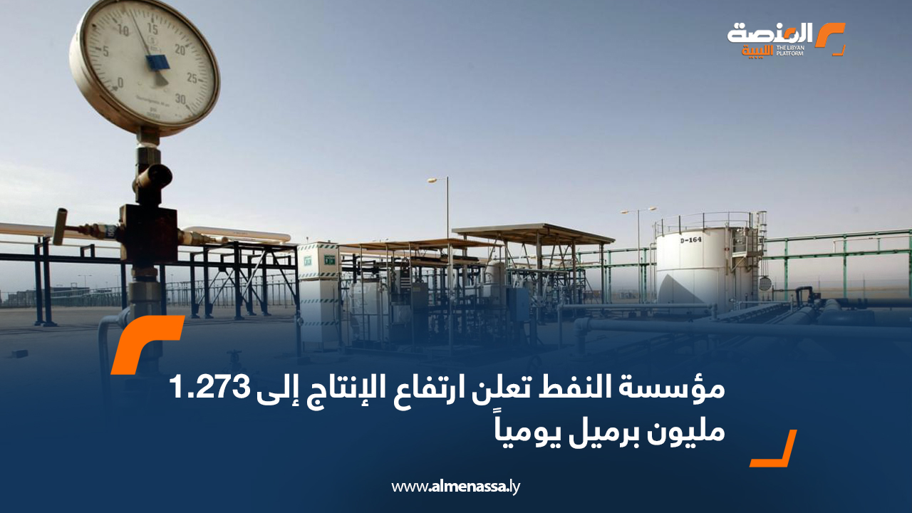 مؤسسة النفط تعلن ارتفاع الإنتاج إلى 1.273 مليون برميل يومياً