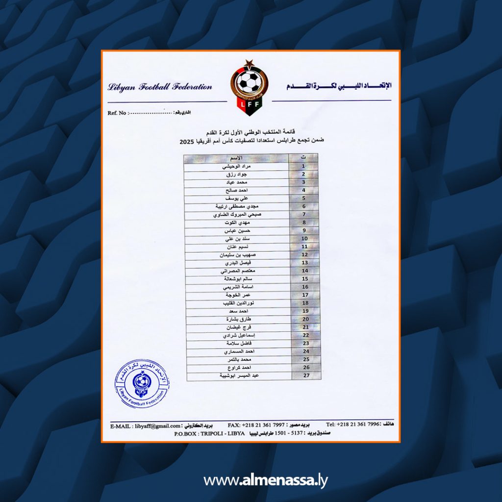 Extra 261 المصراتي و التاجوري يعودان للمنتخب الوطني لكرة القدم
