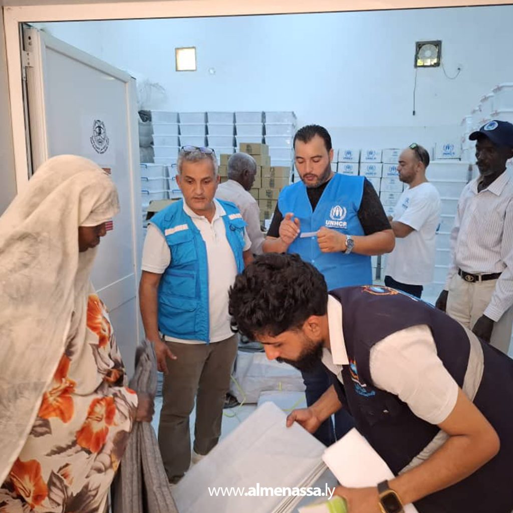 Extra3 170 الليبية للإغاثة تقدم مساعدات إيوائية للاجئين السودانيين في جالو