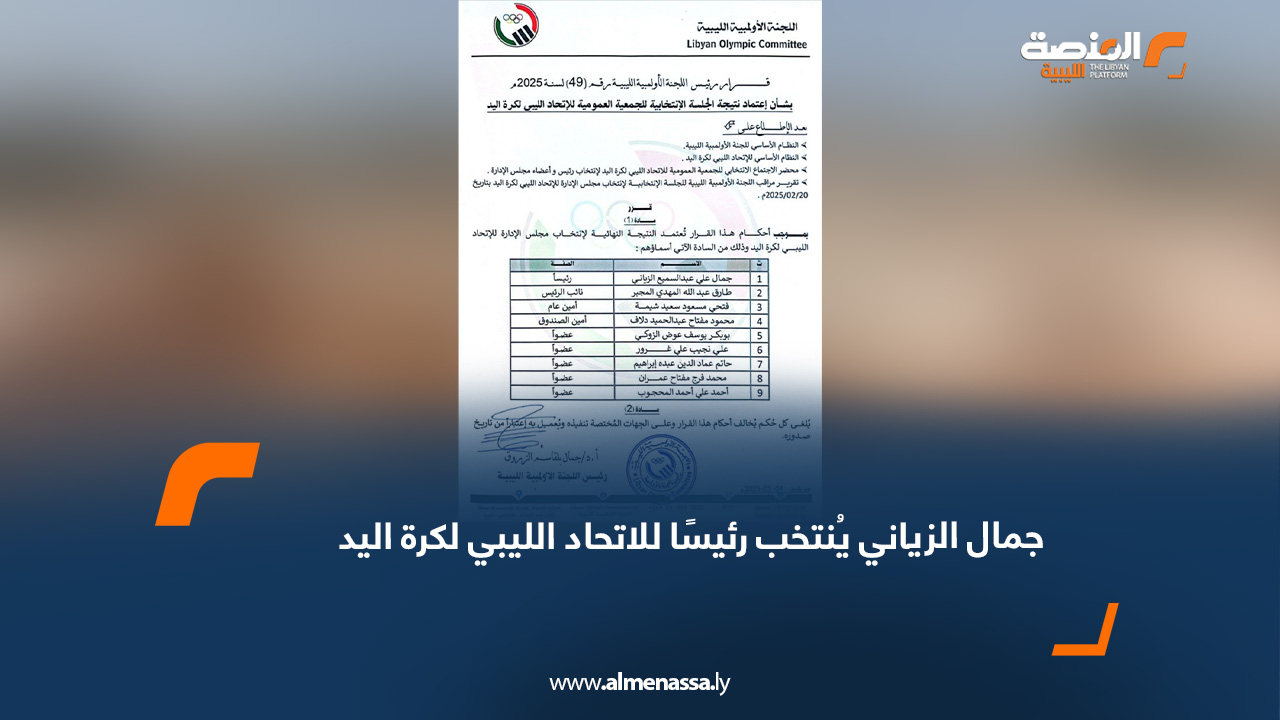 جمال الزياني يُنتخب رئيسًا للاتحاد الليبي لكرة اليد
