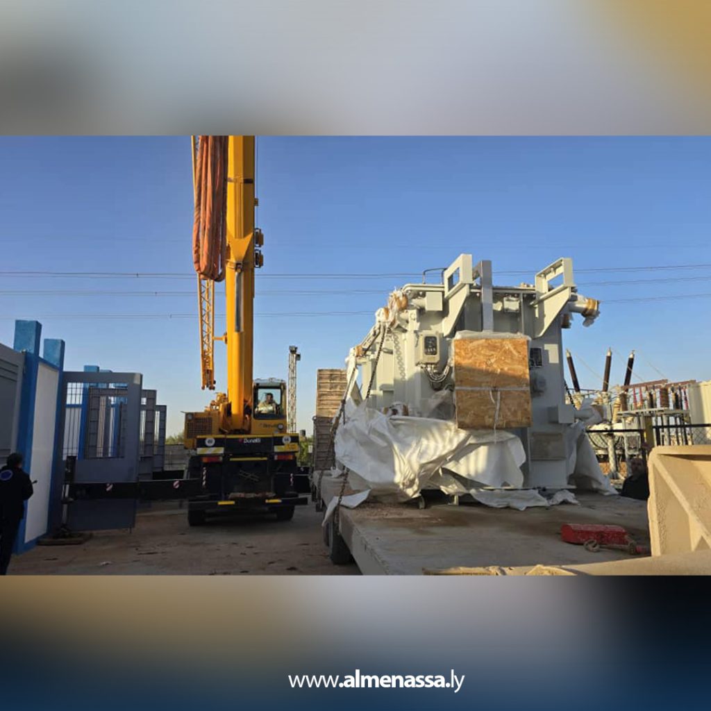 dfh وصول محول كهربائي جديد لدعم محطة سيدي منصور في بنغازي