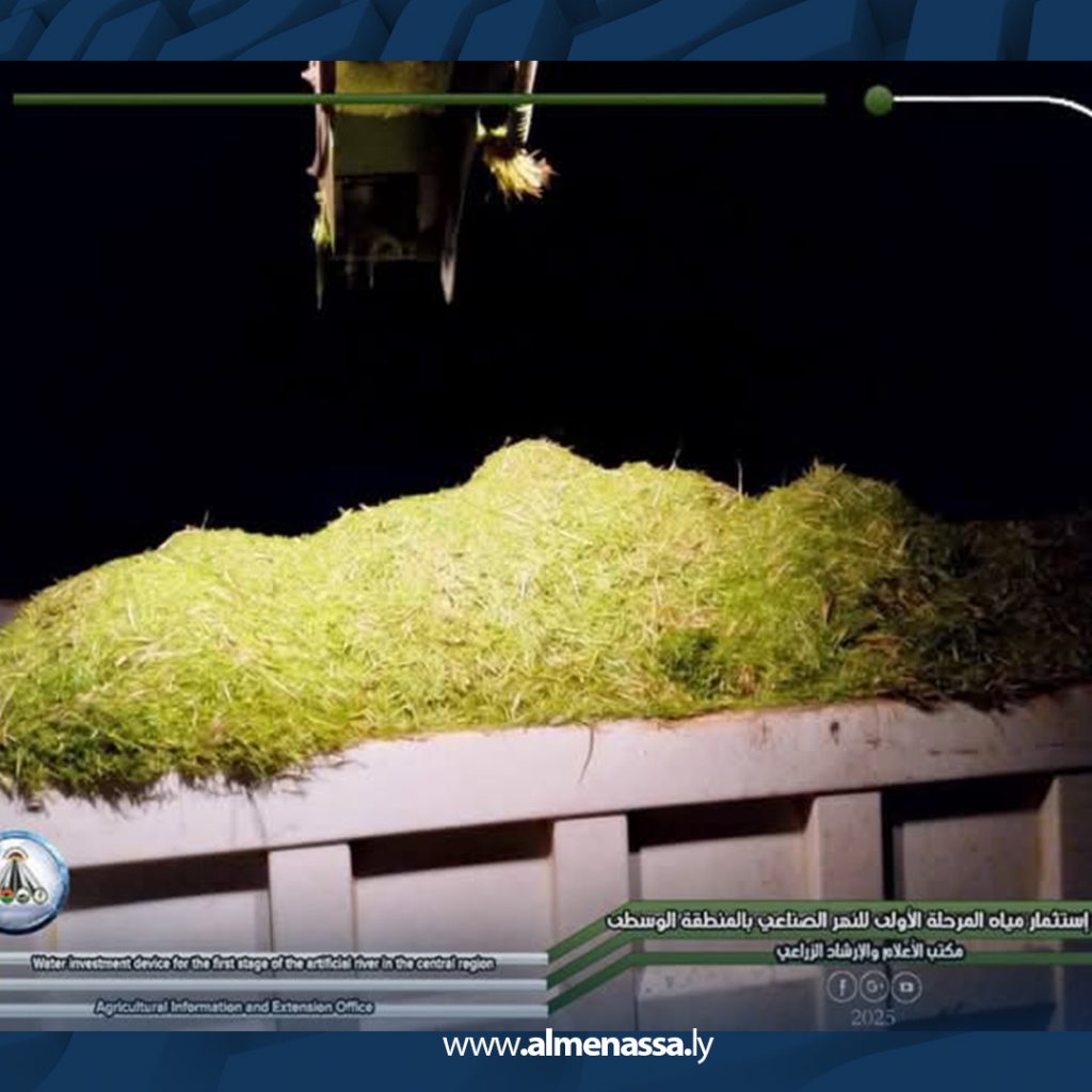 لاة 6 جهاز استثمار مياه النهر الصناعي يواصل أعمال الحصاد لتأمين الأعلاف خلال رمضان