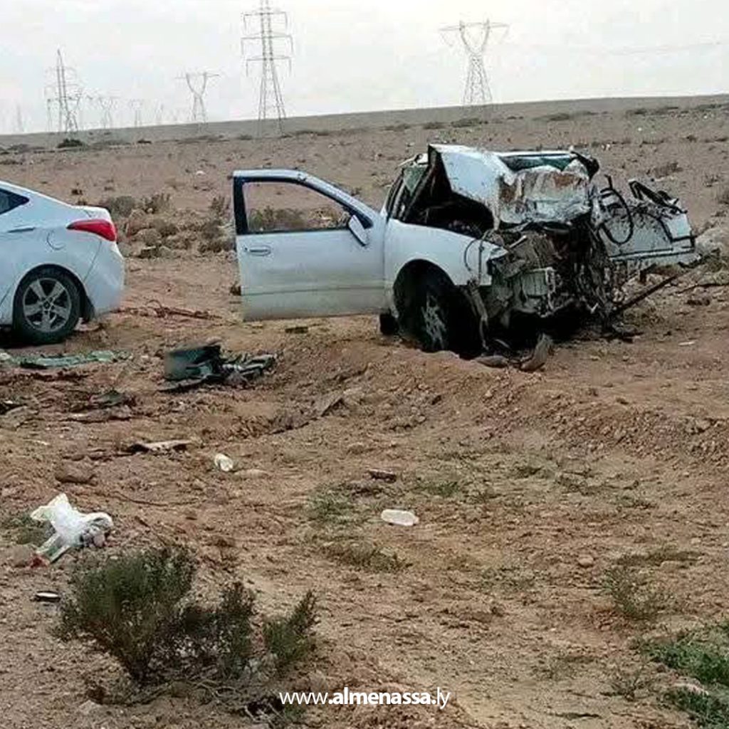 03 32 خمسة جرحى في حادث سير على طريق براك – سبها وتحذيرات من تكرار المآسي المرورية