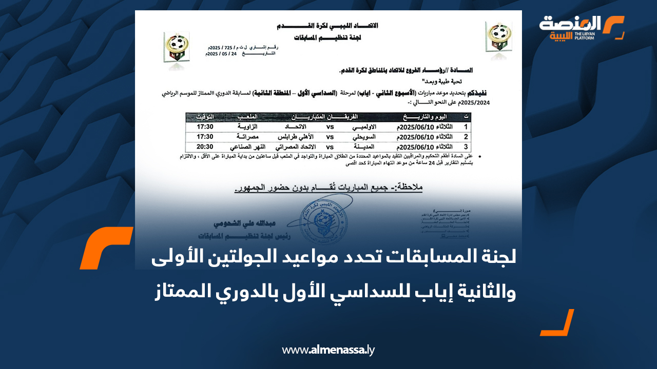 لجنة المسابقات تحدد مواعيد الجولتين الأولى والثانية إياب للسداسي الأول بالدوري الممتاز