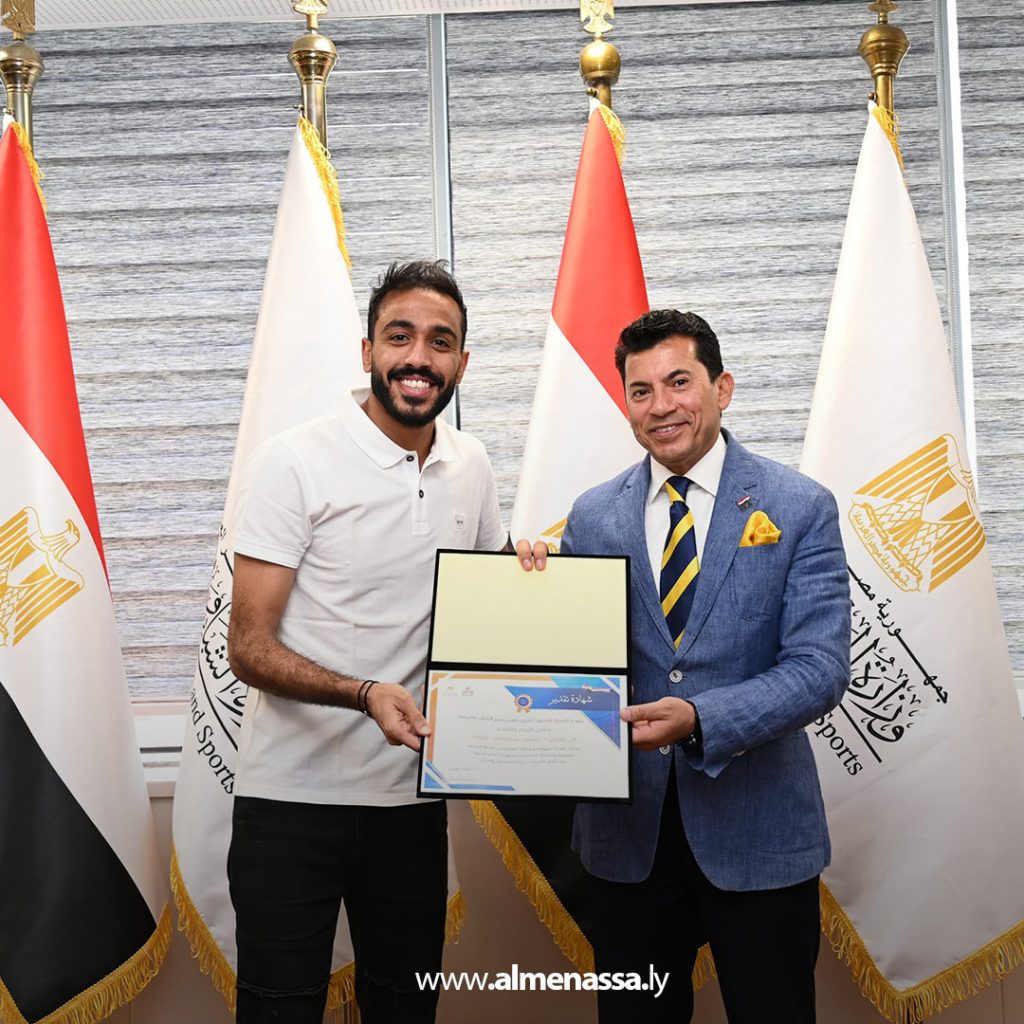 extra 198 وزير الرياضة المصري يستقبل البعثة المصرية العائدة من ليبيا ويكرم أبطالها
