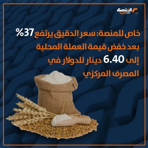 خاص للمنصة: سعر الدقيق يرتفع 37% بعد خفض قيمة العملة المحلية إلى 6.40 دينار للدولار في المصرف المركزي