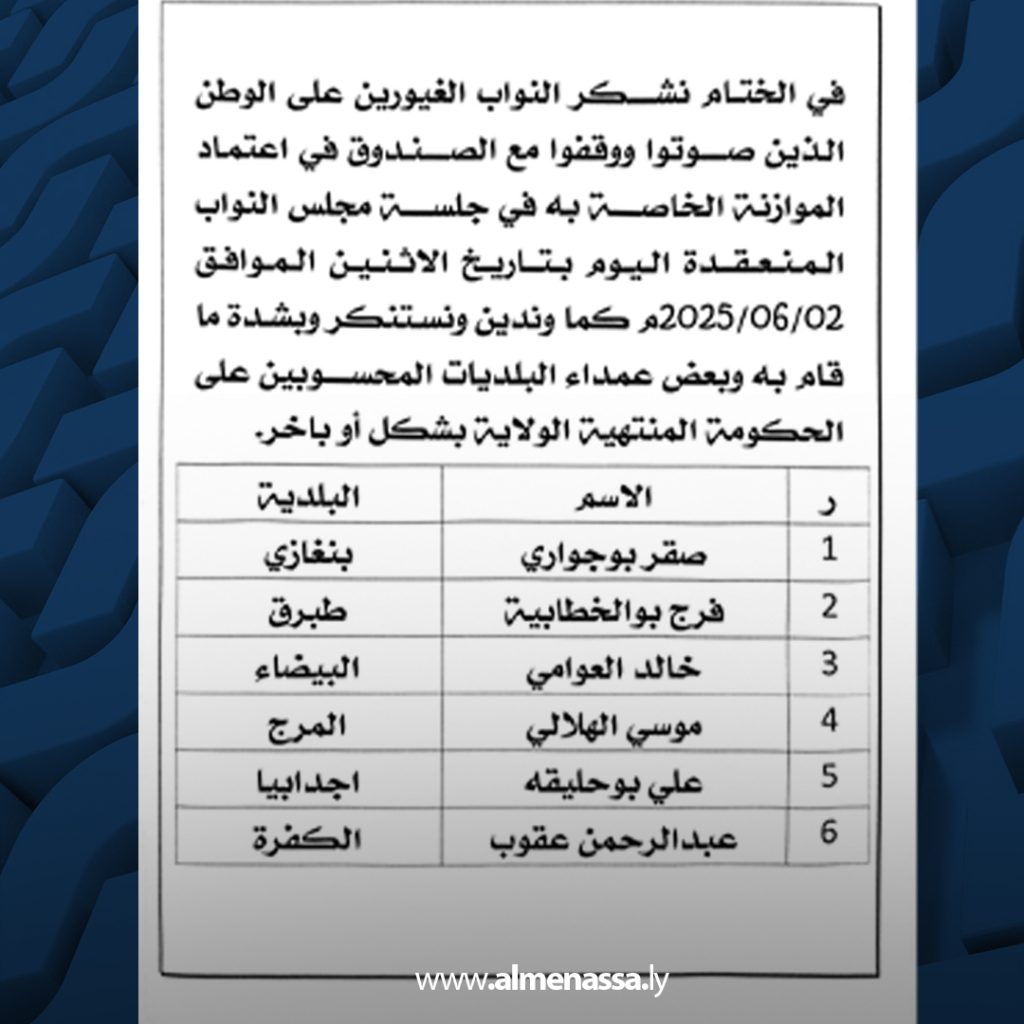 03 6 عمداء 67 بلدية يؤكدون دعمهم لتخصيص ميزانية لصندوق تنمية وإعمار ليبيا