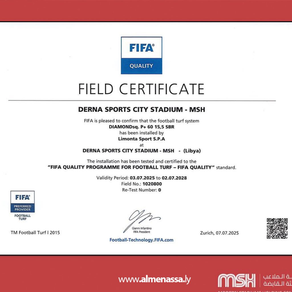 Extra 157 FIFA Grants Official Accreditation to Derna Sports City Stadium Pitch