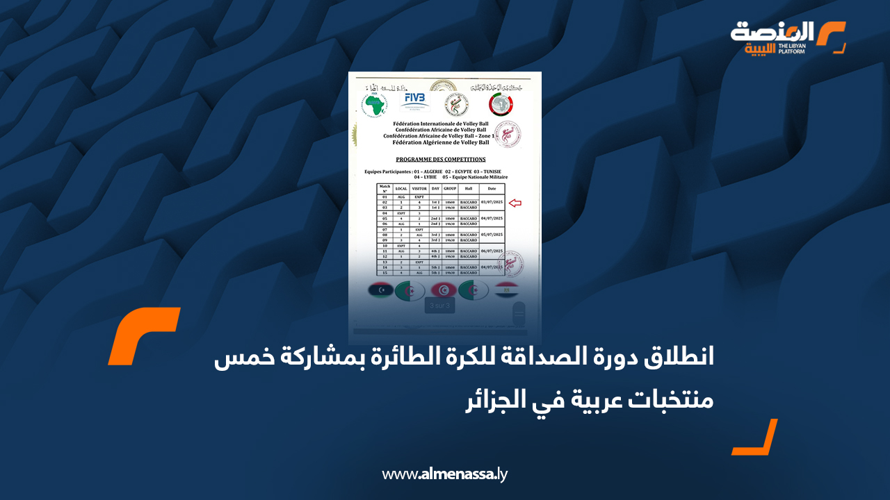 انطلاق دورة الصداقة للكرة الطائرة بمشاركة خمس منتخبات عربية في الجزائر