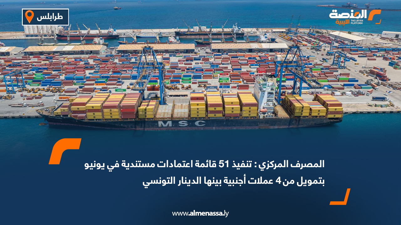 المصرف المركزي: تنفيذ 51 قائمة اعتمادات مستندية في يونيو بتمويل من 4 عملات أجنبية بينها الدينار التونسي