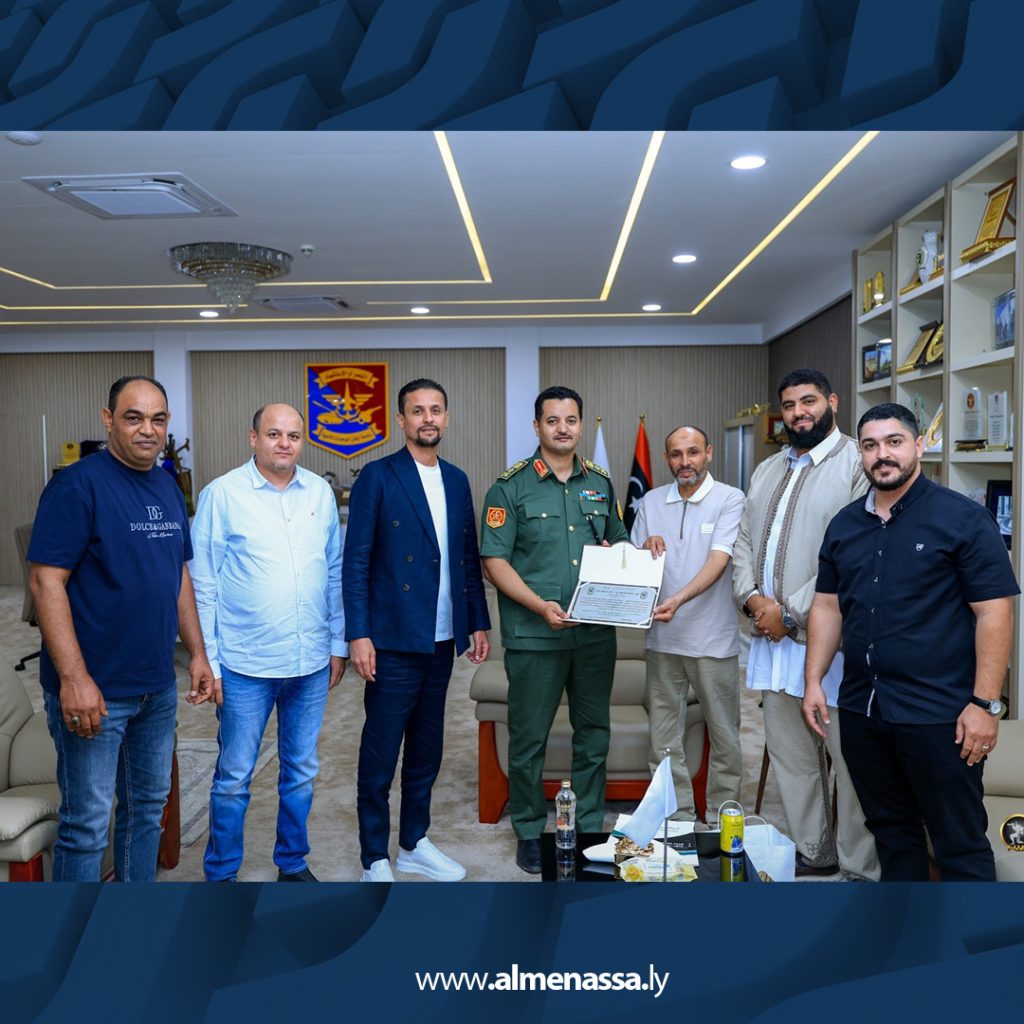 ext 3 رئيس أركان الوحدات الأمنية يستقبل مجلس إدارة نادي القادسية بني وليد