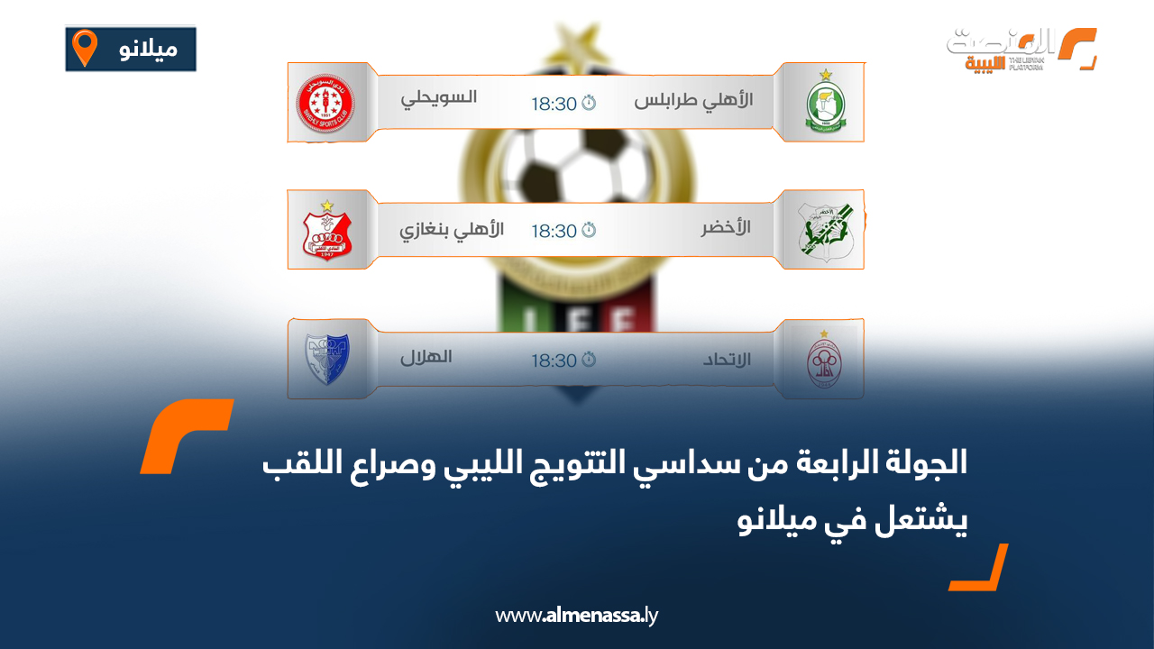 الجولة الرابعة من سداسي التتويج الليبي وصراع اللقب يشتعل في ميلانو