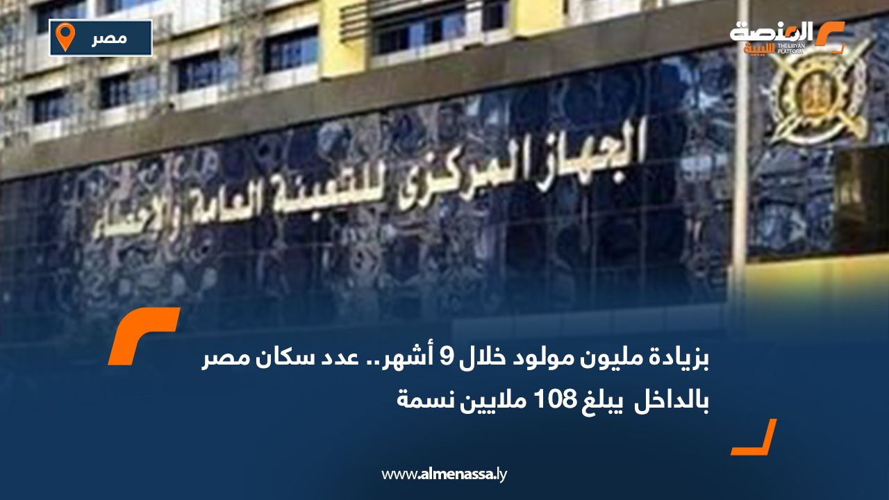 بزيادة مليون مولود خلال 9 أشهر.. عدد سكان مصر بالداخل  يبلغ 108 ملايين نسمة