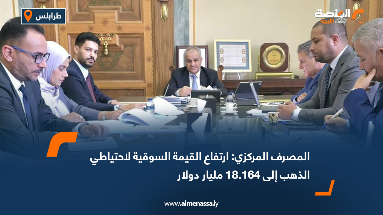 المصرف المركزي: ارتفاع القيمة السوقية لاحتياطي الذهب إلى 18.164 مليار دولار