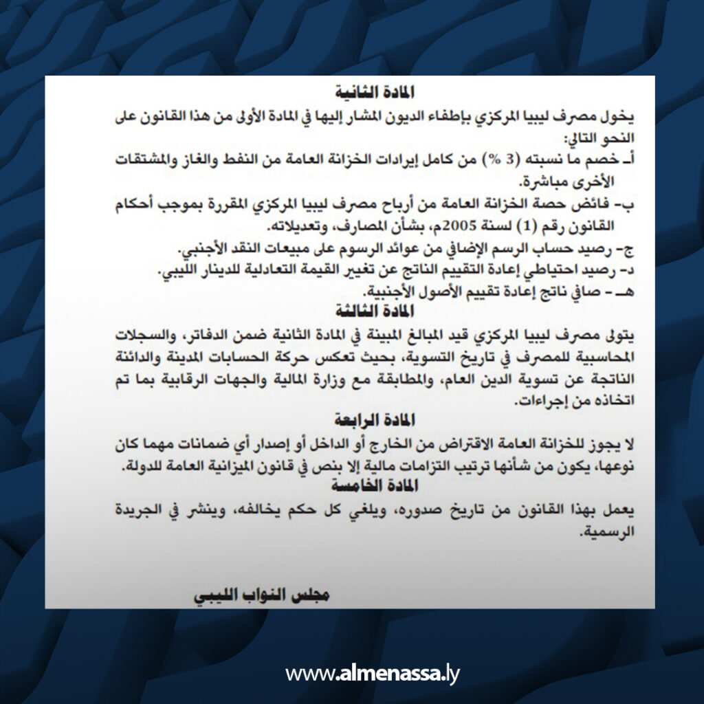 مجلس النواب يصدر قانون سداد الدين العام بإجمالي 303 مليار دينار ويضع ضوابط صارمة للاقتراض 2 Extra 129.jpg2 129