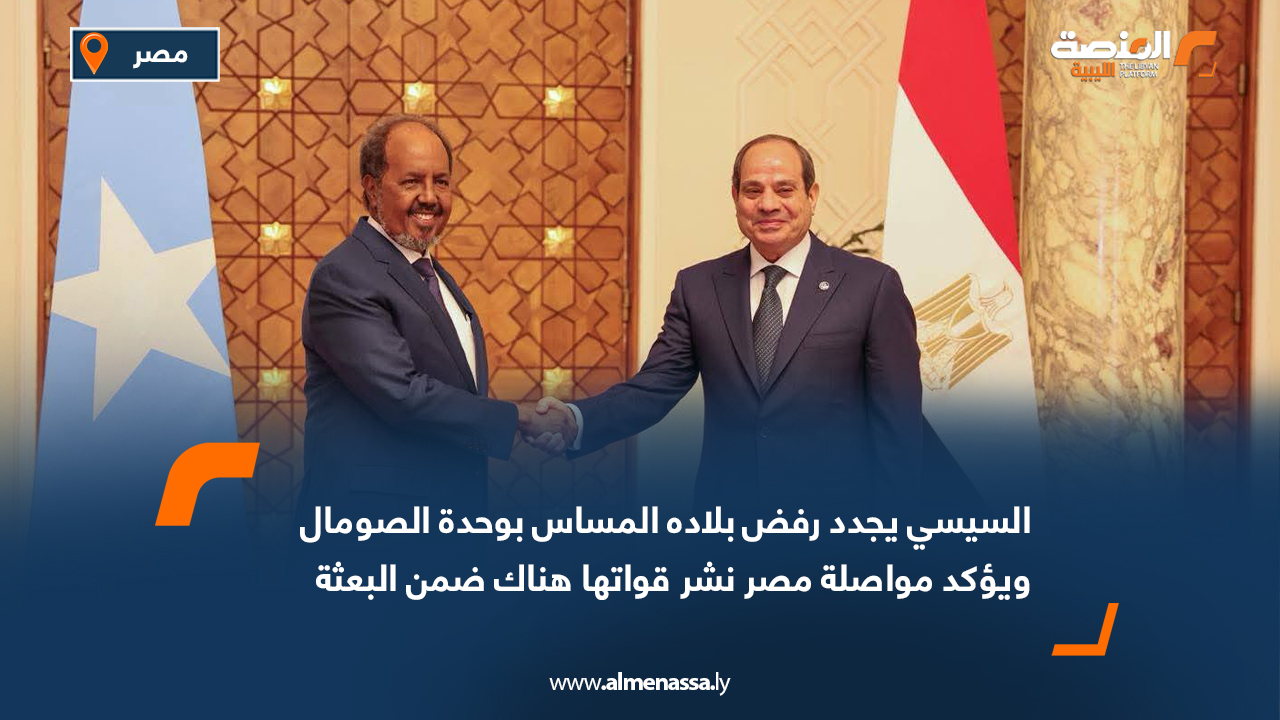 السيسي يجدد رفض بلاده المساس بوحدة الصومال ويؤكد مواصلة مصر نشر قواتها هناك ضمن البعثة
