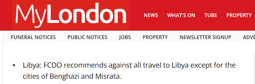 image 70 UK Foreign Office Lists Libya Among Dangerous Countries with Exceptions for Misrata and Benghazi