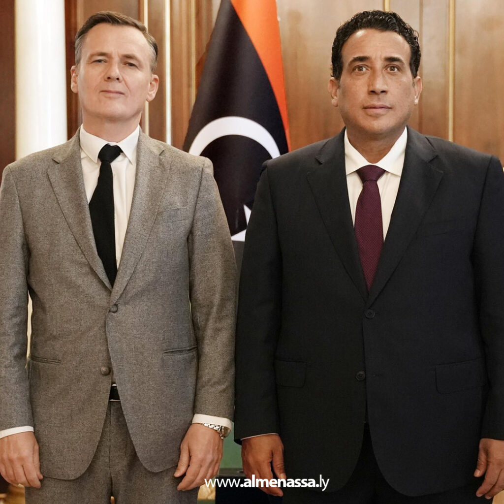 ext المنفي يبحث مع السفير الفرنسي دعم المسار السياسي وتوحيد المؤسسات العسكرية وتنفيذ الميزانية الموحدة