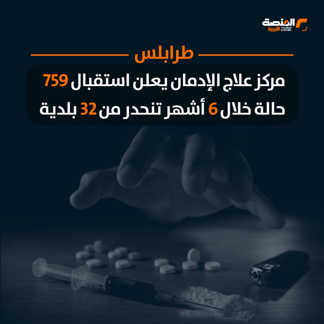 مركز علاج الإدمان يعلن استقبال 759 حالة خلال 6 أشهر تنحدر من 32 بلدية