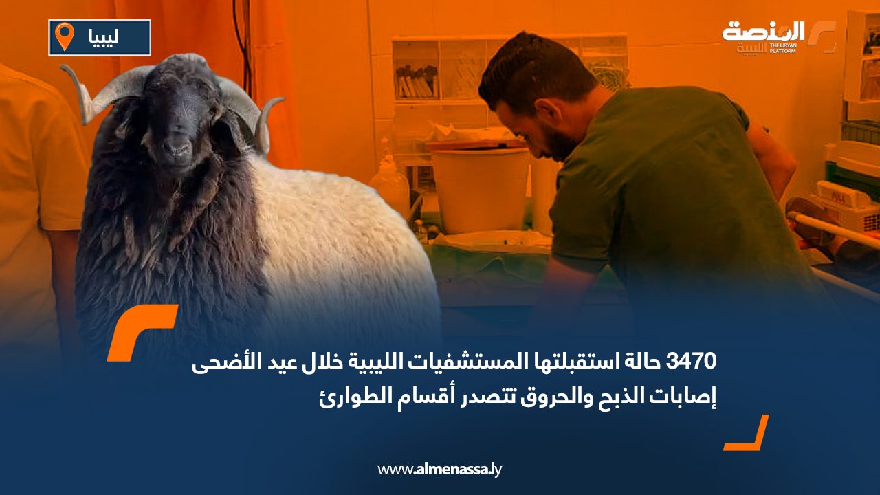 3470 حالة استقبلتها المستشفيات الليبية خلال عيد الأضحى.. إصابات الذبح والحروق تتصدر أقسام الطوارئ