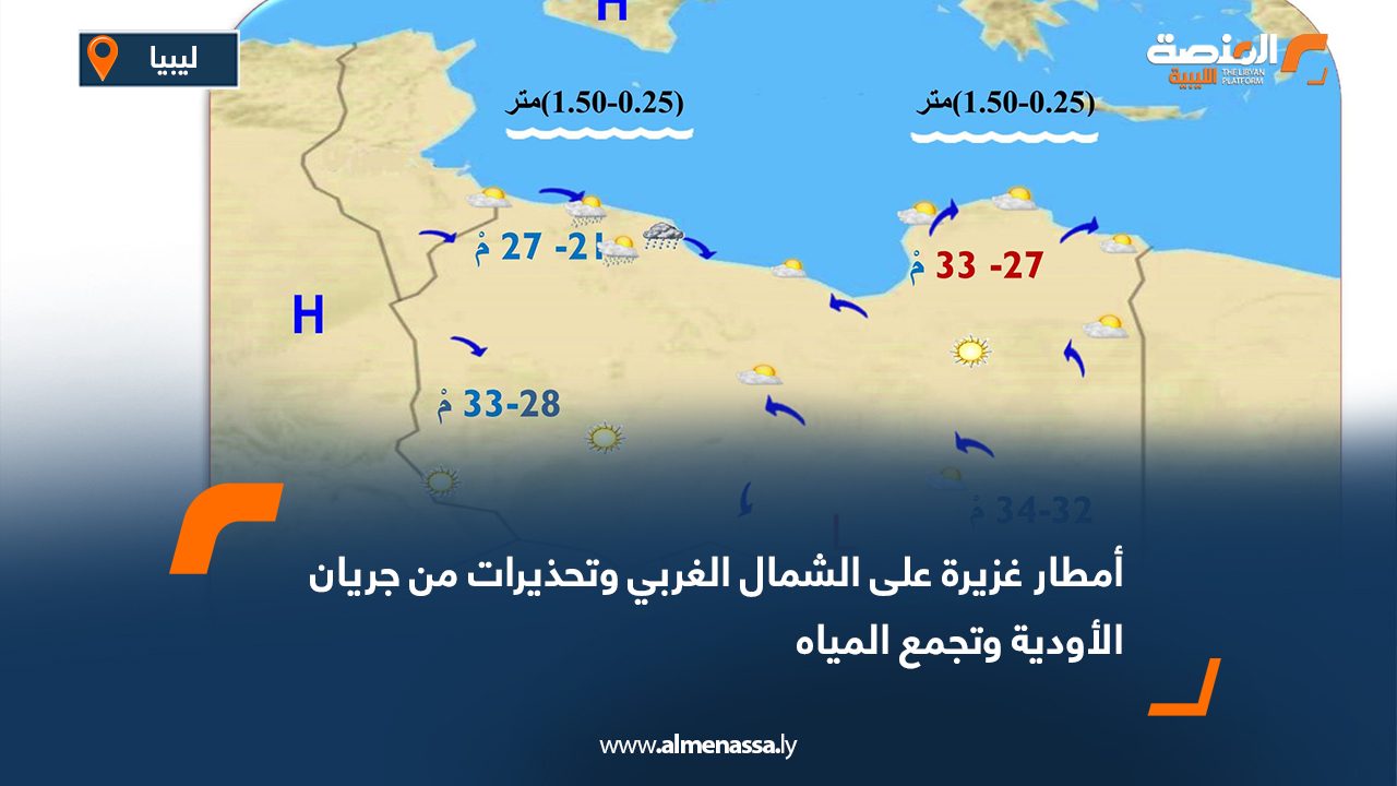 أمطار غزيرة على الشمال الغربي وتحذيرات من جريان الأودية وتجمع المياه