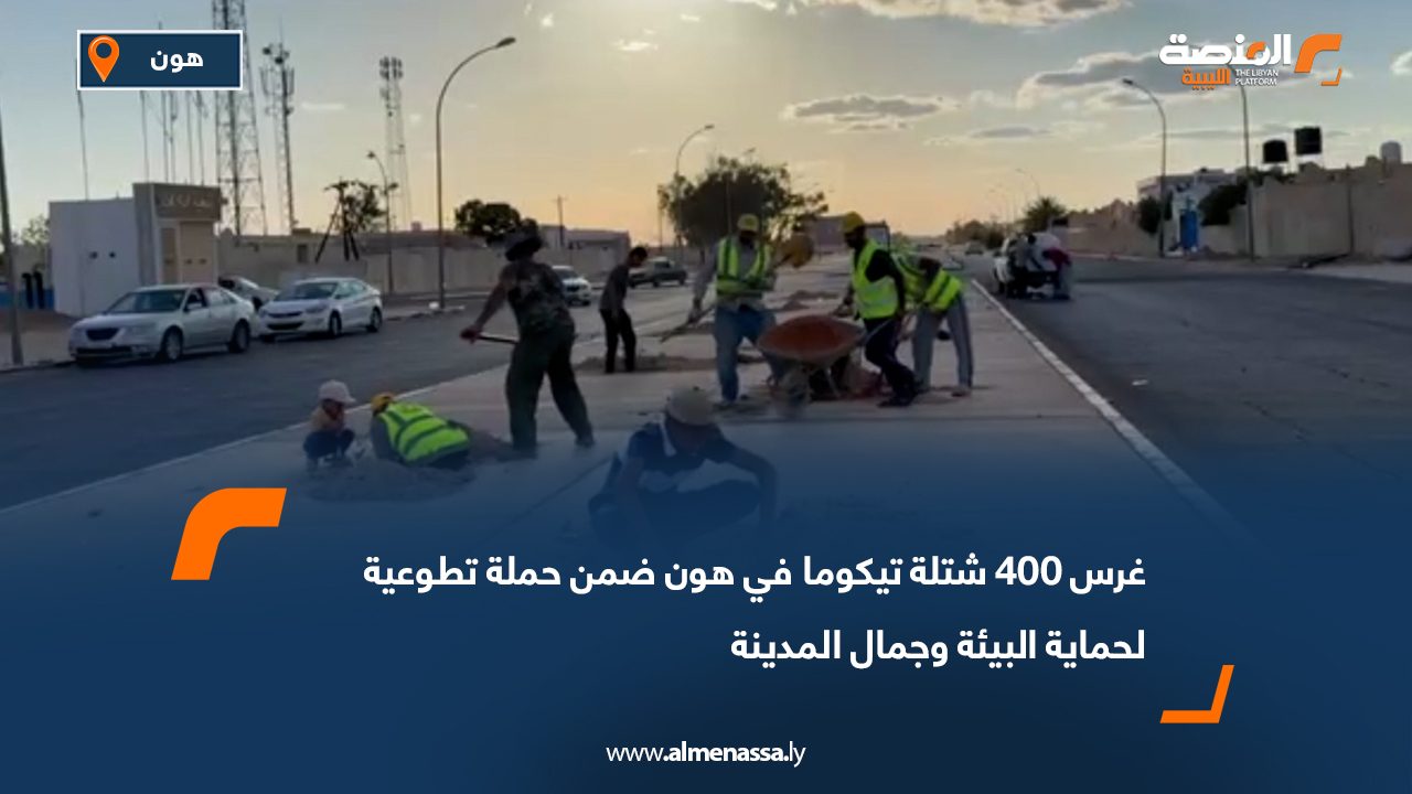 غرس 400 شتلة تيكوما في هون ضمن حملة تطوعية لحماية البيئة وجمال المدينة