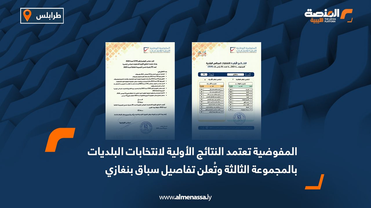 المفوضية تعتمد النتائج الأولية لانتخابات البلديات بالمجموعة الثالثة وتُعلن تفاصيل سباق بنغازي