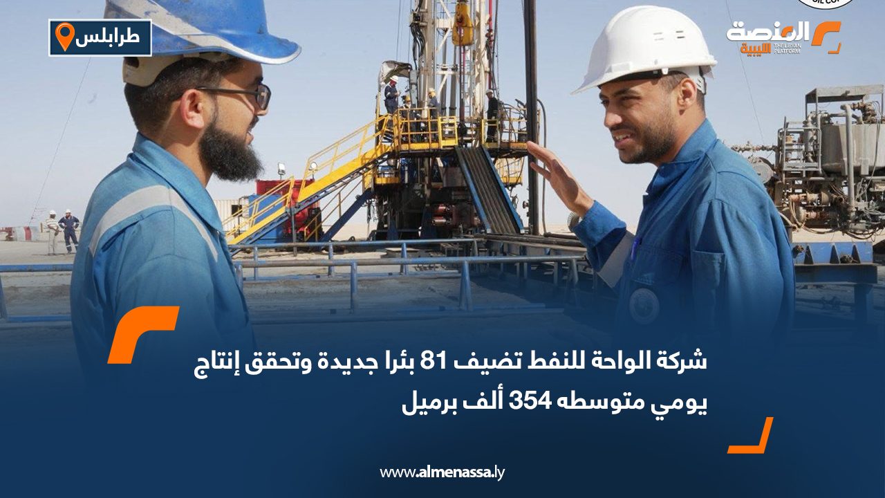 شركة الواحة للنفط تضيف 81 بئرا جديدة وتحقق إنتاج يومي متوسطه 354 ألف برميل