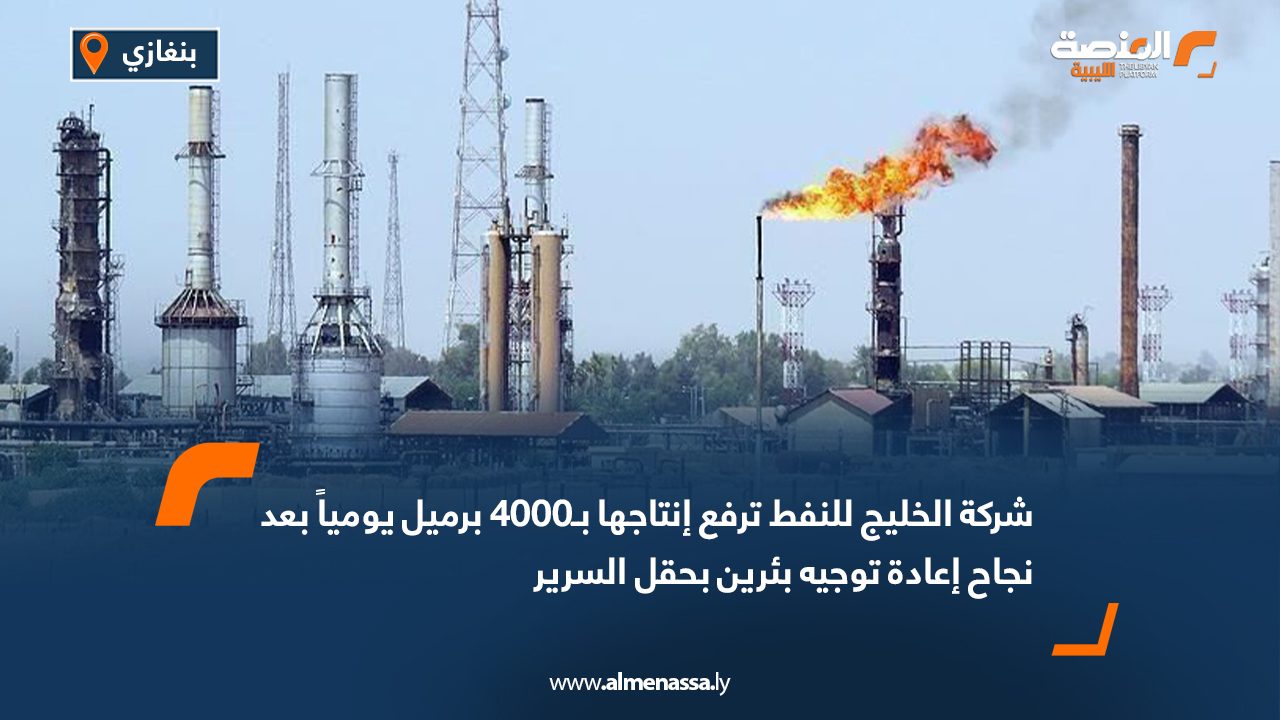 شركة الخليج للنفط ترفع إنتاجها بـ4000 برميل يومياً بعد نجاح إعادة توجيه بئرين بحقل السرير