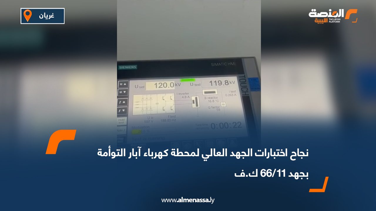 نجاح اختبارات الجهد العالي لمحطة كهرباء آبار التوأمة بجهد 11/66 ك.ف