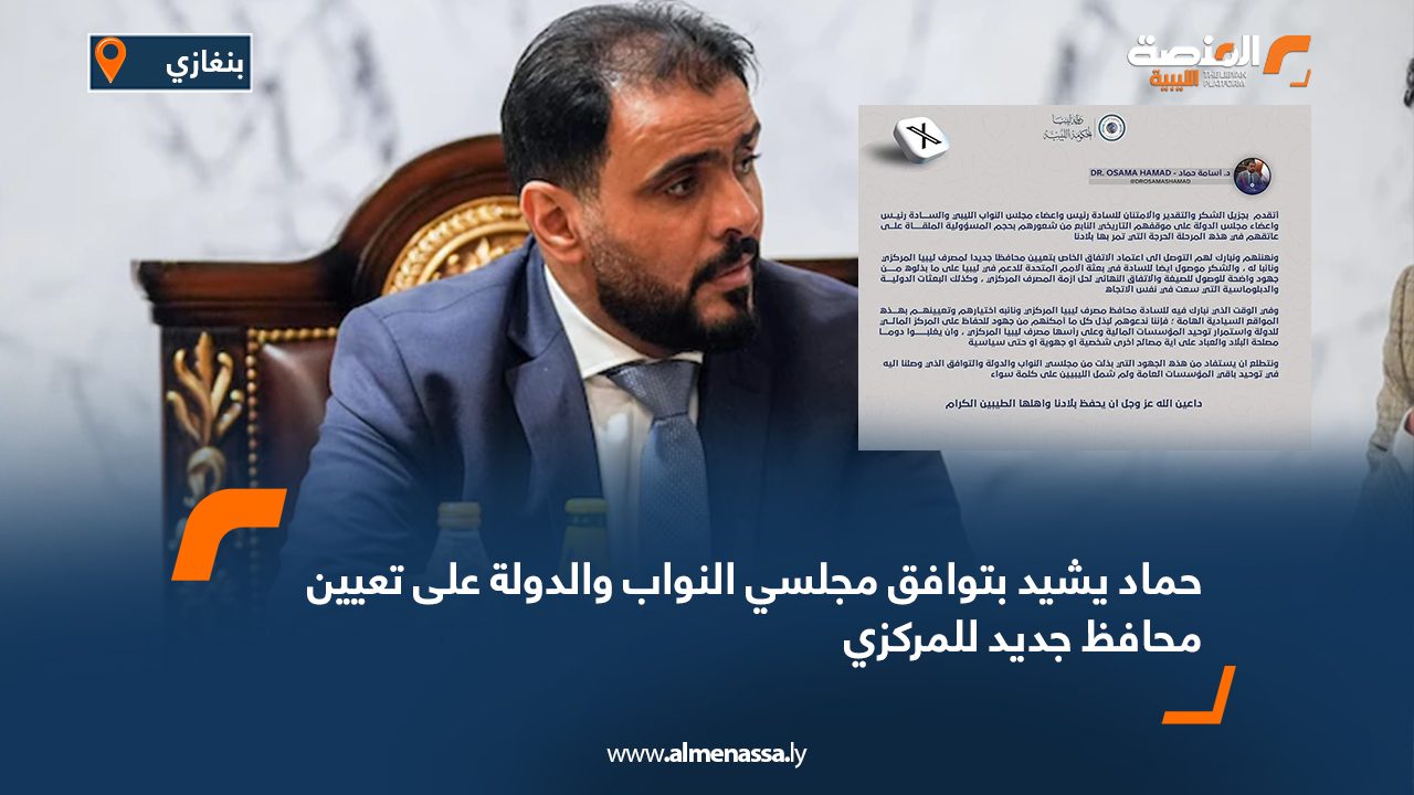 حماد يشيد بتوافق مجلسي النواب والدولة على تعيين محافظ جديد للمركزي