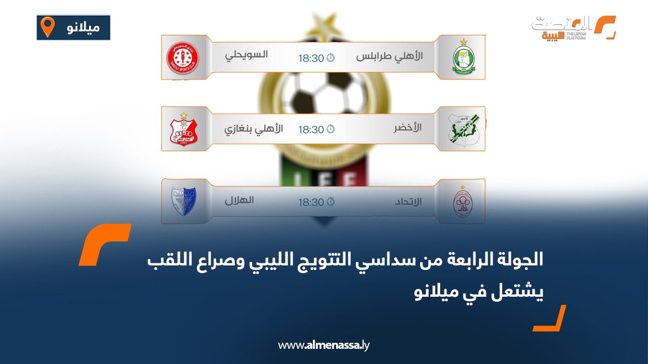 الجولة الرابعة من سداسي التتويج الليبي وصراع اللقب يشتعل في ميلانو