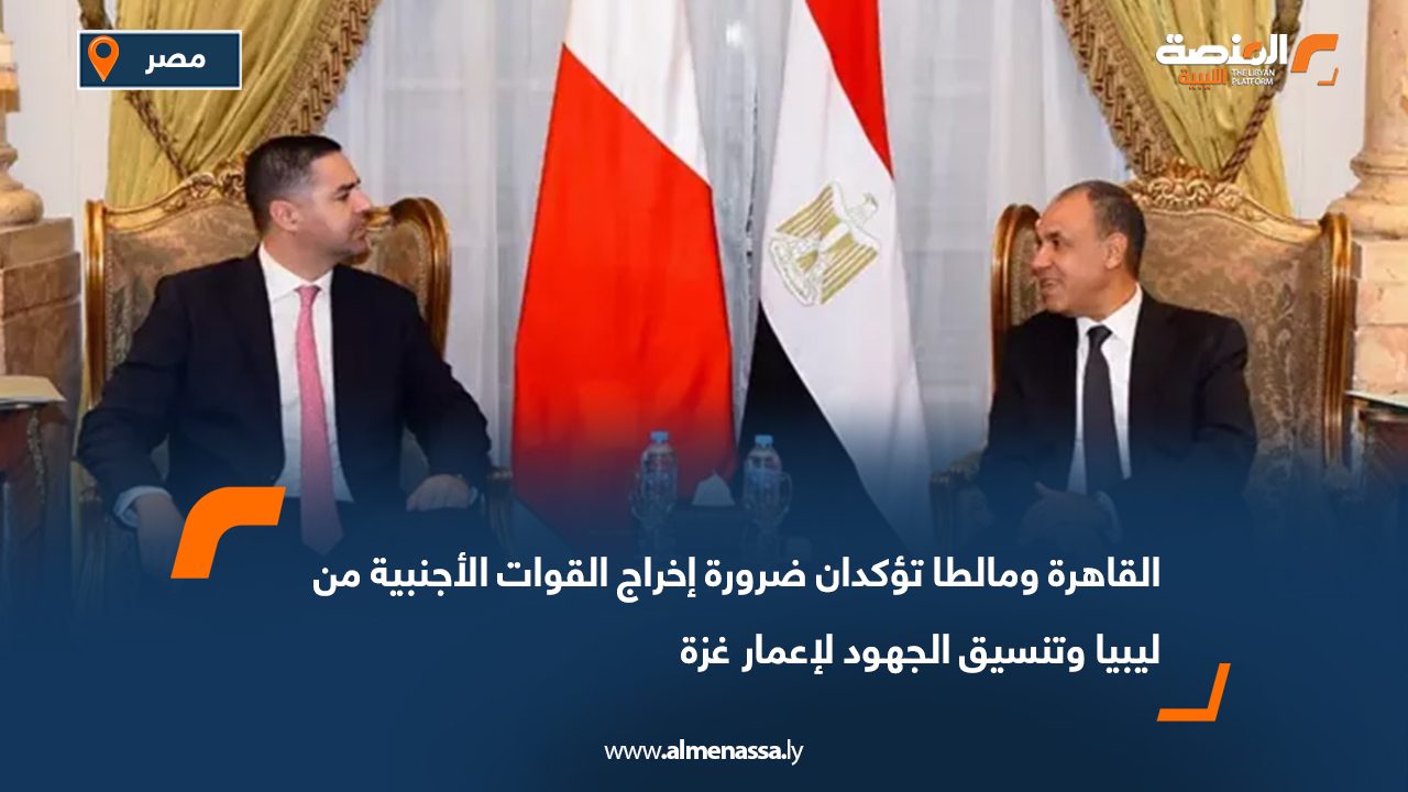 القاهرة ومالطا تؤكدان ضرورة إخراج القوات الأجنبية من ليبيا وتنسيق الجهود لإعمار غزة