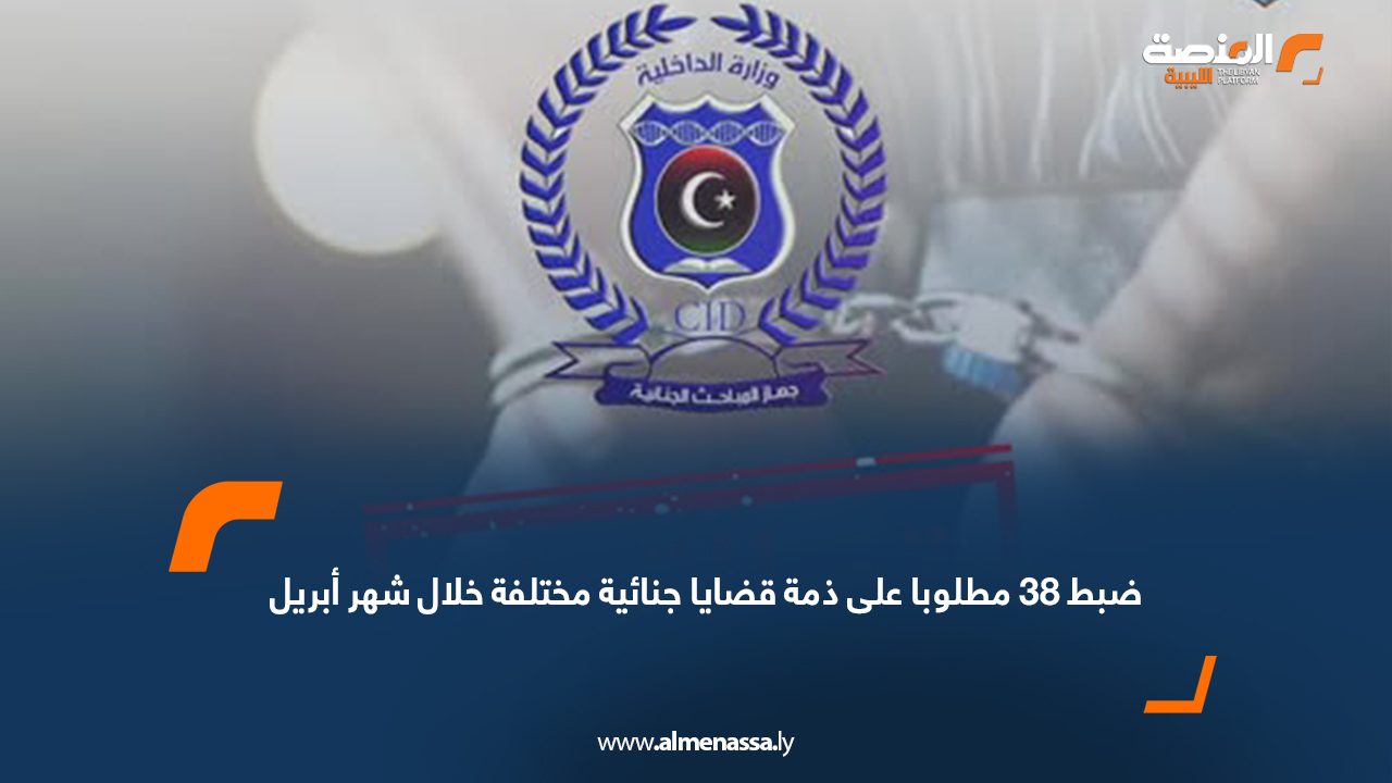 ضبط 38 مطلوبا على ذمة قضايا جنائية مختلفة خلال شهر أبريل