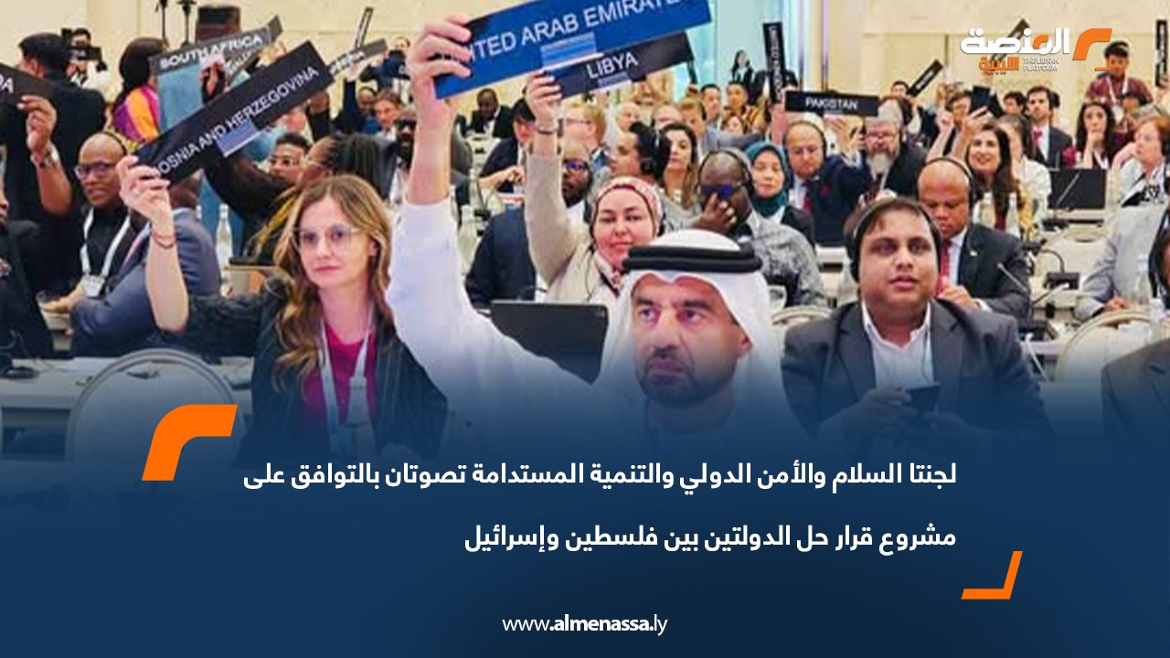 لجنتا السلام والأمن الدولي والتنمية المستدامة تصوتان بالتوافق على مشروع قرار حل الدولتين بين فلسطين وإسرائيل