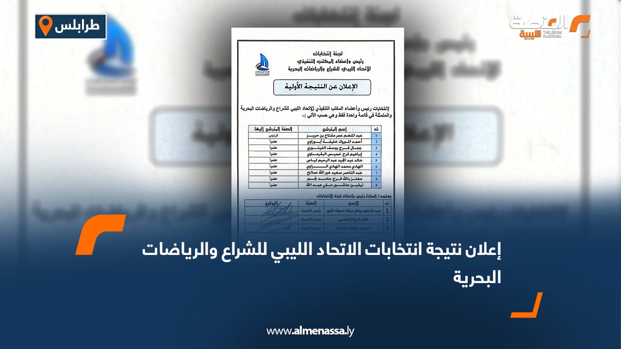 إعلان نتيجة انتخابات الاتحاد الليبي للشراع والرياضات البحرية