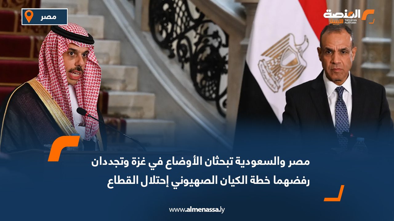 مصر والسعودية تبحثان الأوضاع في غزة وتجددان رفضهما خطة الكيان الصهيوني إحتلال القطاع