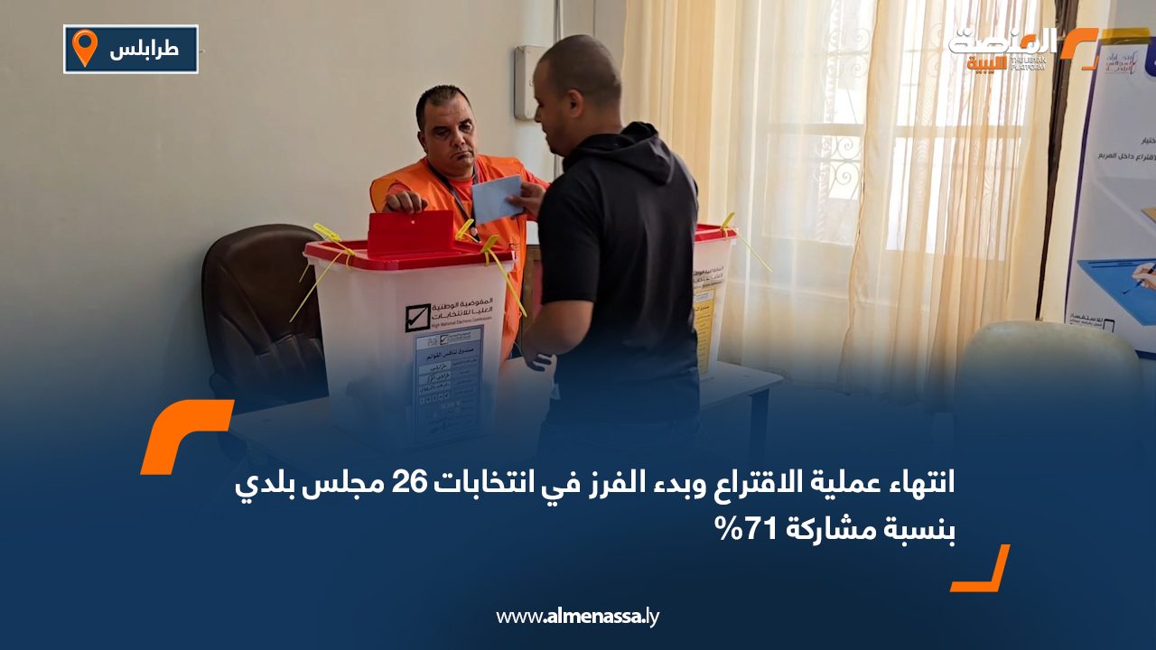انتهاء عملية الاقتراع وبدء الفرز في انتخابات 26 مجلس بلدي بنسبة مشاركة 71%
