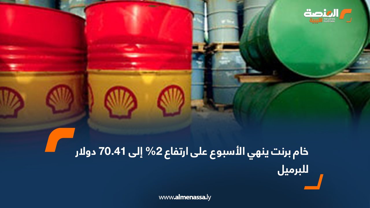 خام برنت ينهي الأسبوع على ارتفاع 2% إلى 70.41 دولار للبرميل