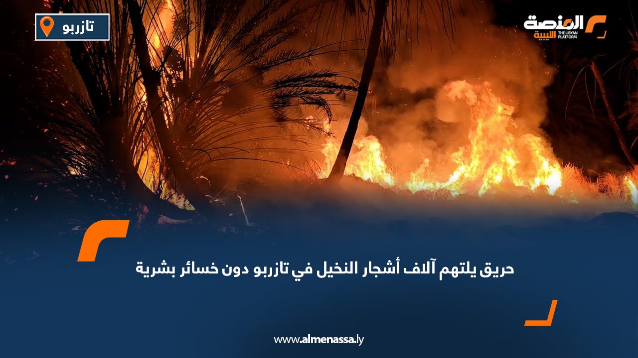 حريق يلتهم آلاف أشجار النخيل في تازربو دون خسائر بشرية