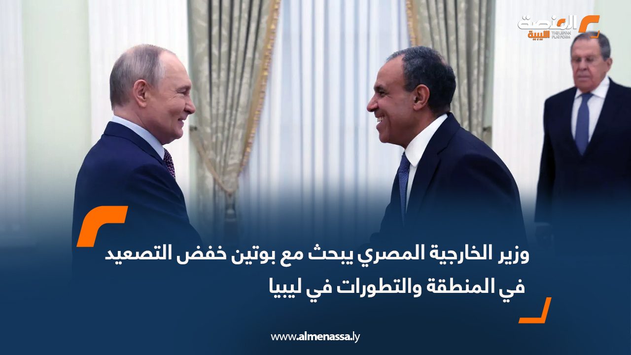 وزير الخارجية المصري يبحث مع بوتين خفض التصعيد في المنطقة والتطورات في ليبيا