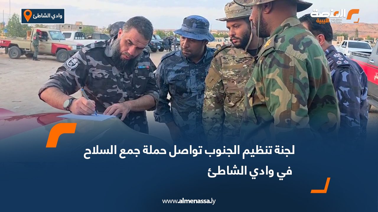 لجنة تنظيم الجنوب تواصل حملة جمع السلاح في وادي الشاطئ