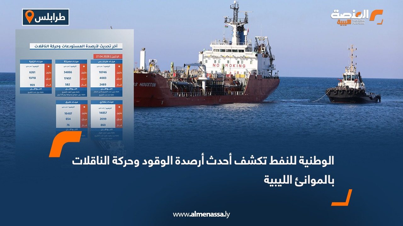 الوطنية للنفط تكشف أحدث أرصدة الوقود وحركة الناقلات بالموانئ الليبية