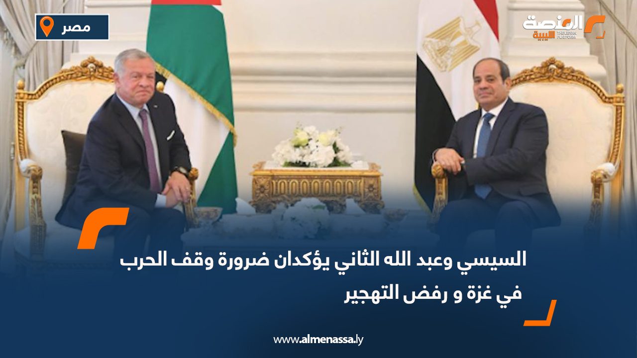 السيسي وعبد الله الثاني يؤكدان ضرورة وقف الحرب في غزة و رفض التهجير