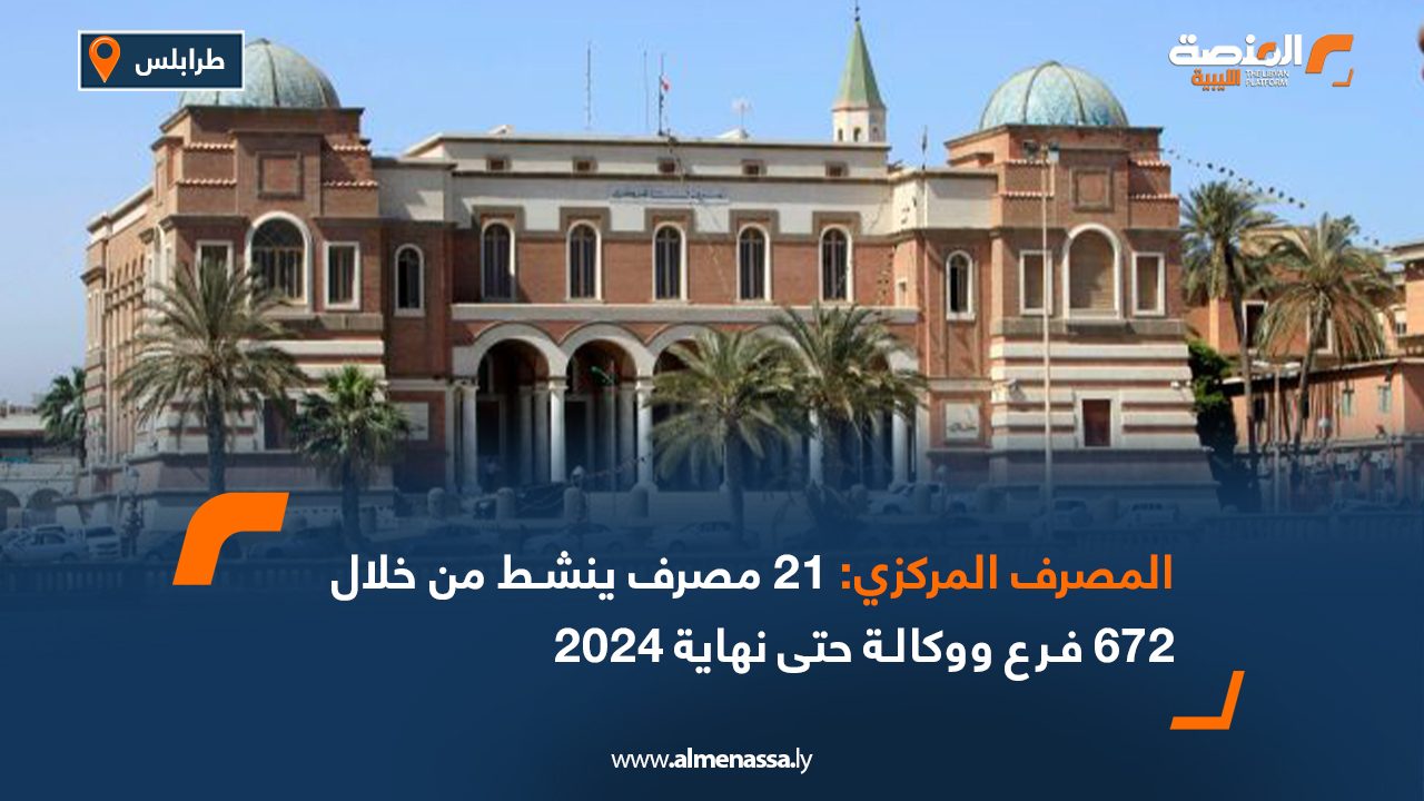 المصرف المركزي: 21 مصرف ينشط من خلال 672 فرع ووكالة حتى نهاية 2024 