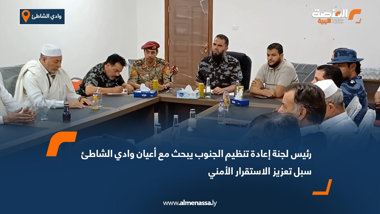 رئيس لجنة إعادة تنظيم الجنوب يبحث مع أعيان وادي الشاطئ سبل تعزيز الاستقرار الأمني